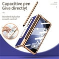 thumbnail image 4 of ELEHOLD Luxury Plating Case for Samsung Galaxy Z Fold 5 2023 Lychee Pattern Case Tempered Glass Screen Protector Hinge Protection Pen Slot with Stylus Shockproof Case for Samsung Z Fold 5,Blue, 4 of 8