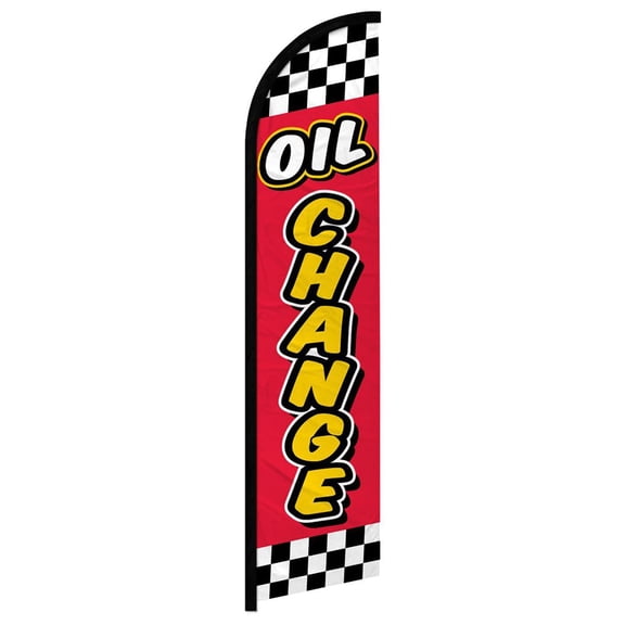 Oil Change Red Checkered Windless Banner Advertising Marketing Flag Premium