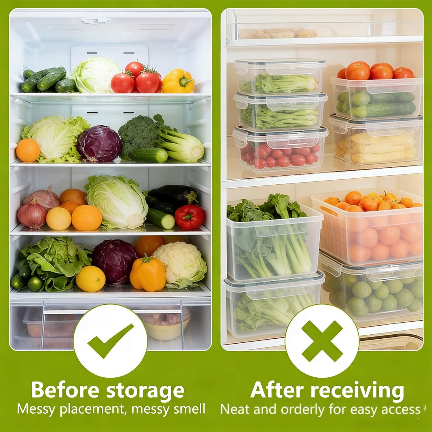 Fruit Storage Containers for Fridge, Produce Containers for Fridge with Removable Colander,4 in 1 Food Storage Container Keep Fruits, Vegetables, Berry, Meat Fresh longer (Blue)