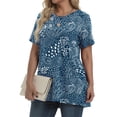 thumbnail image 5 of Fantaslook Plus Size Womens Tunic Tops Short Sleeve Casual Floral Shirts Swing Flare Dressy Blouses, 5 of 9