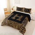 thumbnail image 2 of Catabedysis Classic Leopard Pattern Queen Comforter Set For Girls,Fashion Cheetah Print Initial Comforter Sets Queen,Black Reversible,3 Pieces,1 Comforter and 2 Pillowcases, 2 of 7