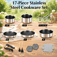 17-Piece Tri-Ply Stainless Steel Hybrid Nonstick Cookware Set with ...