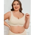 thumbnail image 2 of Wingslove Women's Wireless Bra Plus Size Support and Lift Full Coverage Bra Smooth Comfort T Shirt Bra Large Breast, White 4XL, 2 of 6