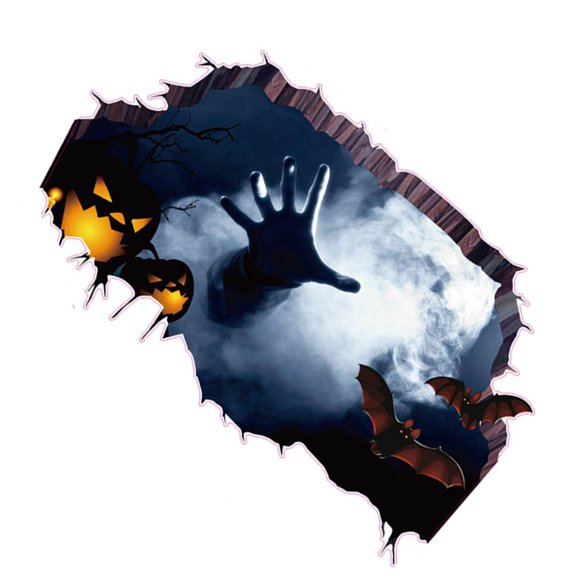 3D Halloween Ghost Hand Bat Scratching Hand Bat the Cracked Floor Scary Wall Sticker Floor Decals Tattoo PVC Removable Wallpaper
