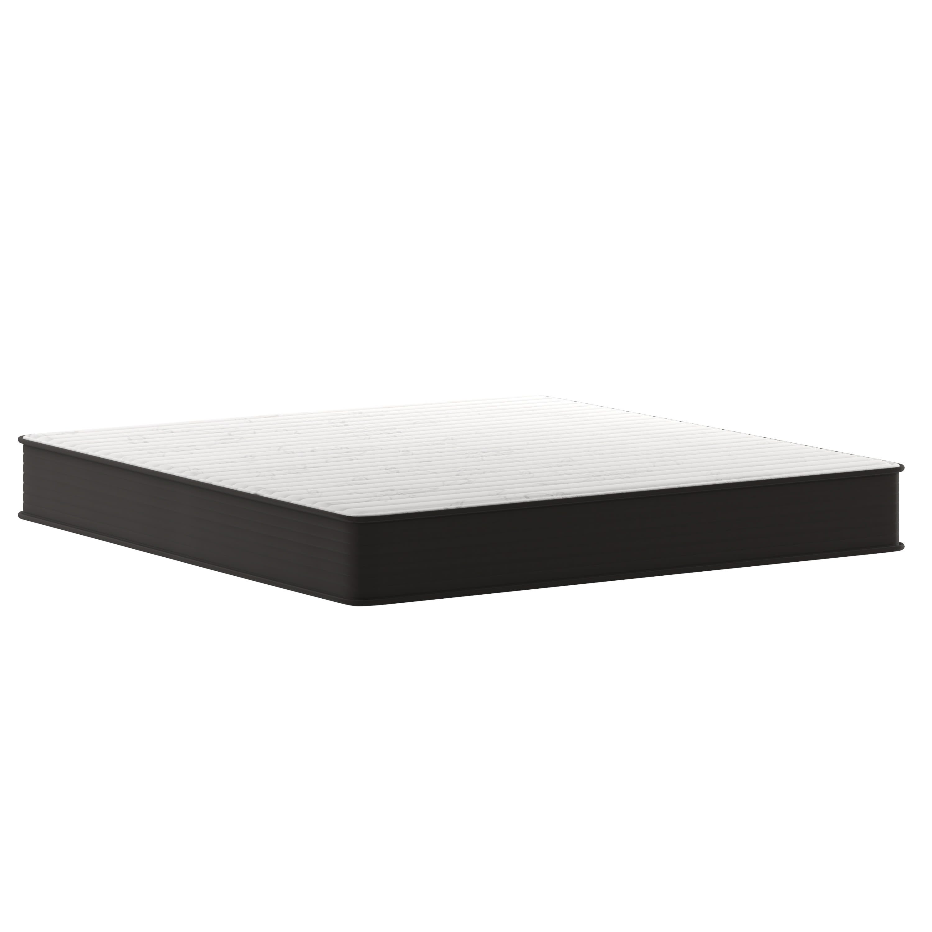 BizChair 10 Inch Hybrid Mattress, King Size High Density Foam and Pocket Spring Mattress in a Box, CertiPur-US Certified Foam, White/Black