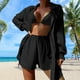 thumbnail image 3 of Blusa Trajes de playa de 2 piezas traje de baño de manga larga cubrir trajes de verano para mujeres Ygjytge Negro T M para Mujer, 3 of 7