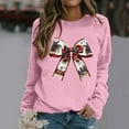 thumbnail image 2 of Fiaer Bow Women Sweatshirts Christmas Baggy Tops Holiday Crew Neck Trendy Long Sleeve Cozy Leisure Pullover Pink S, 2 of 4