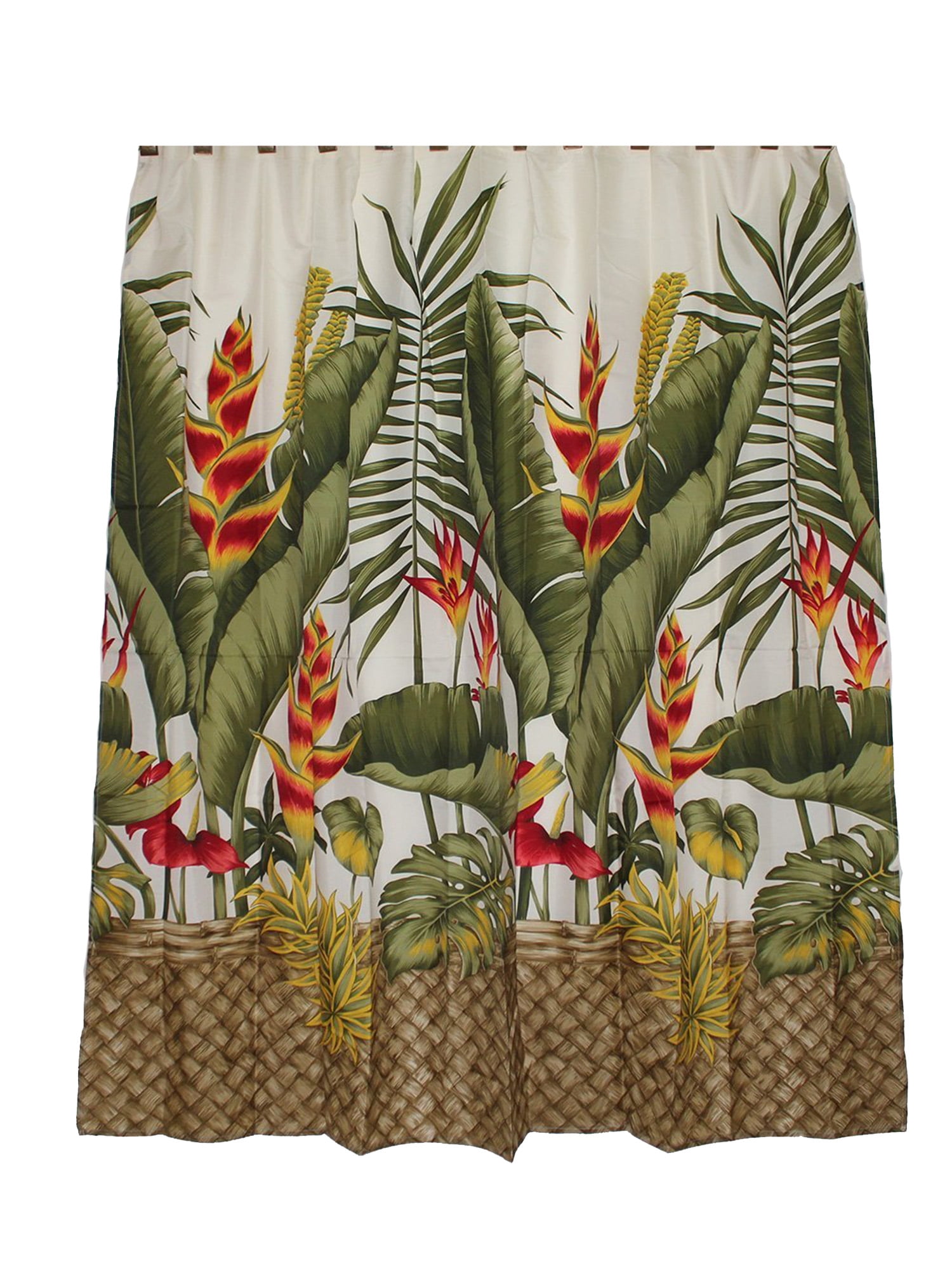 Hawaii Theme 100 Polyester Fabric Shower Curtain Yellow Heliconia