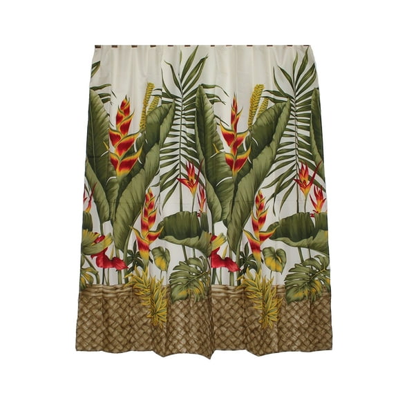 Hawaii Theme 100% Polyester Fabric Shower Curtain Yellow Heliconia Flower