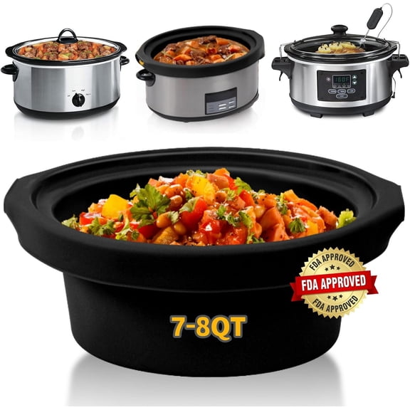 Slow Cooker Liners Compatible with Crock Pot 7-8 QT,,Black | Grade ,Leakproof,Crock Pot Liners For 7-8 Quart Oval Slow Cookers,Fit Crockpot | Dishwasher Safe,