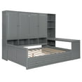 thumbnail image 5 of Full Size Wooden Daybed With Three Drawers, and All-in-One Cabinet, Desk and Shelves, Gray, 5 of 9