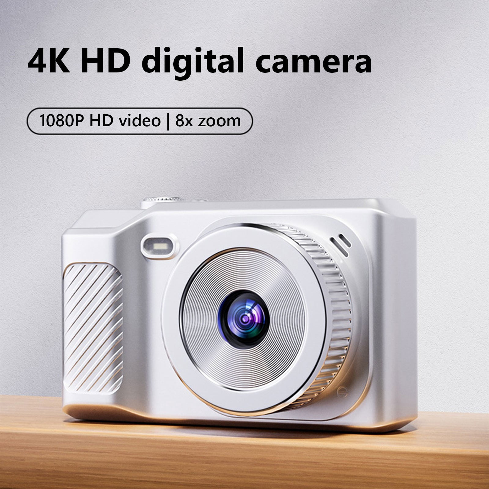 4K HD Digital Camera, 8MP CMOS Sensor, 8x Optical Zoom, 2.8" LCD Screen, Compact Portable Video Camcorder for Students, Travel, Daily Life, OTG Transfer, USB 2.0, Macro Mode, 10.5x6.5x4.5"