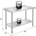 thumbnail image 2 of 48x24 In NSF Stainless Steel Prep Table with Adjustable Undershelf Heavy Duty Commercial Work Table for Kitchen Restaurant Home Hotel Use, 2 of 7