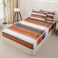 thumbnail image 2 of Homewish Orange Geometric Stripes Zipper Twin Comforter Sets with Fitted Sheet and 2 Pillowcases,Contemporary Artwork Zipper Bedding Set,Light Gray Reversible,4pcs, 2 of 8
