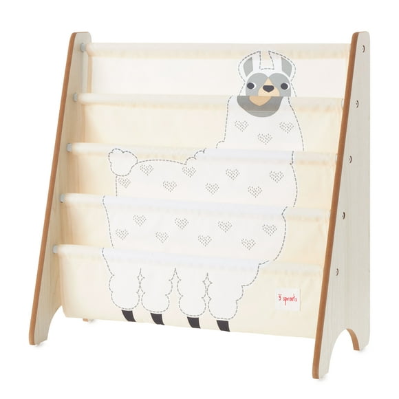 3 Sprouts Book Rack – Kids Storage Shelf Organizer Baby Room Bookcase Furniture, Llama
