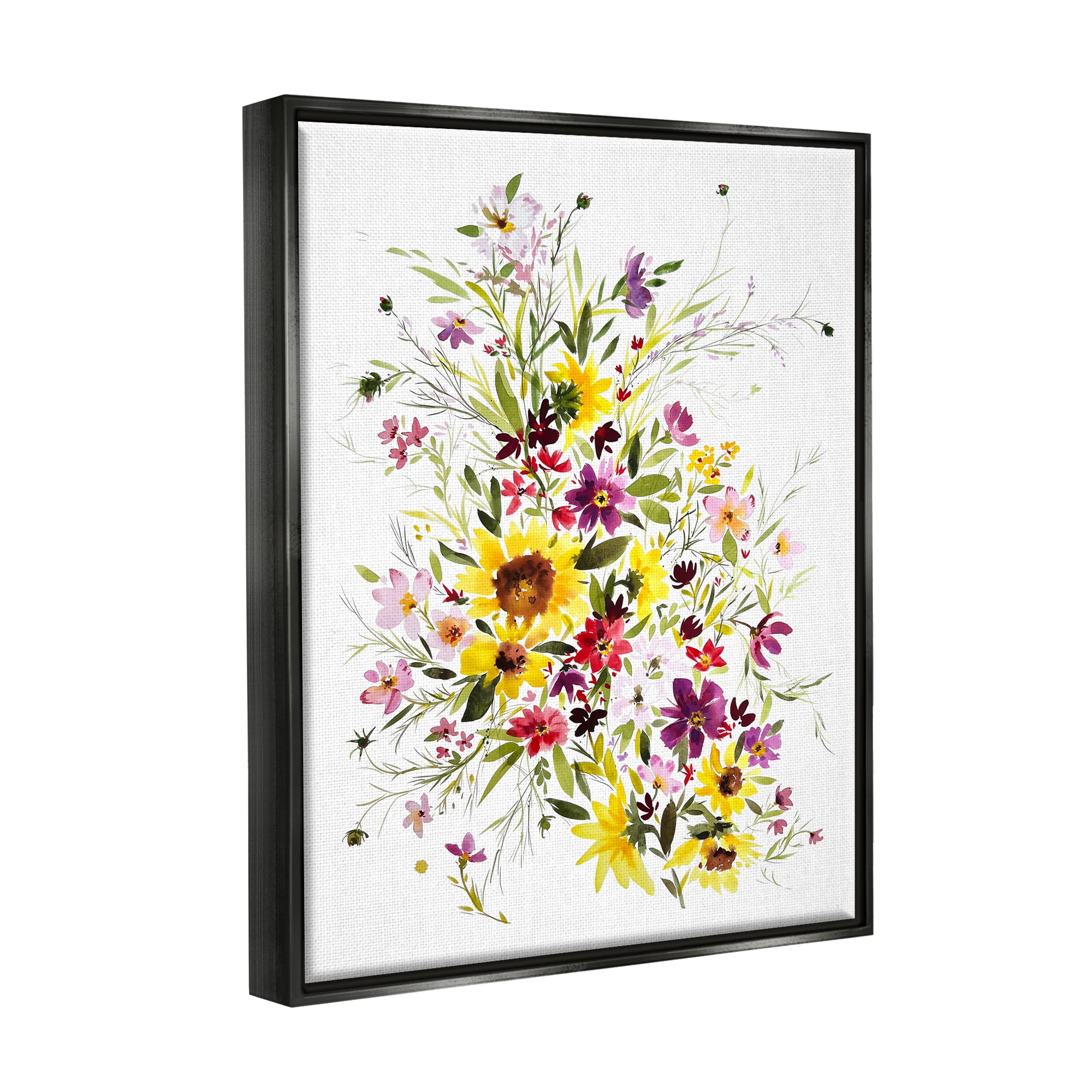 Stupell Industries Mixed Wildflower Herbs Botanical & Floral Painting Black Floater Framed Art Print Wall Art, 25 x 31
