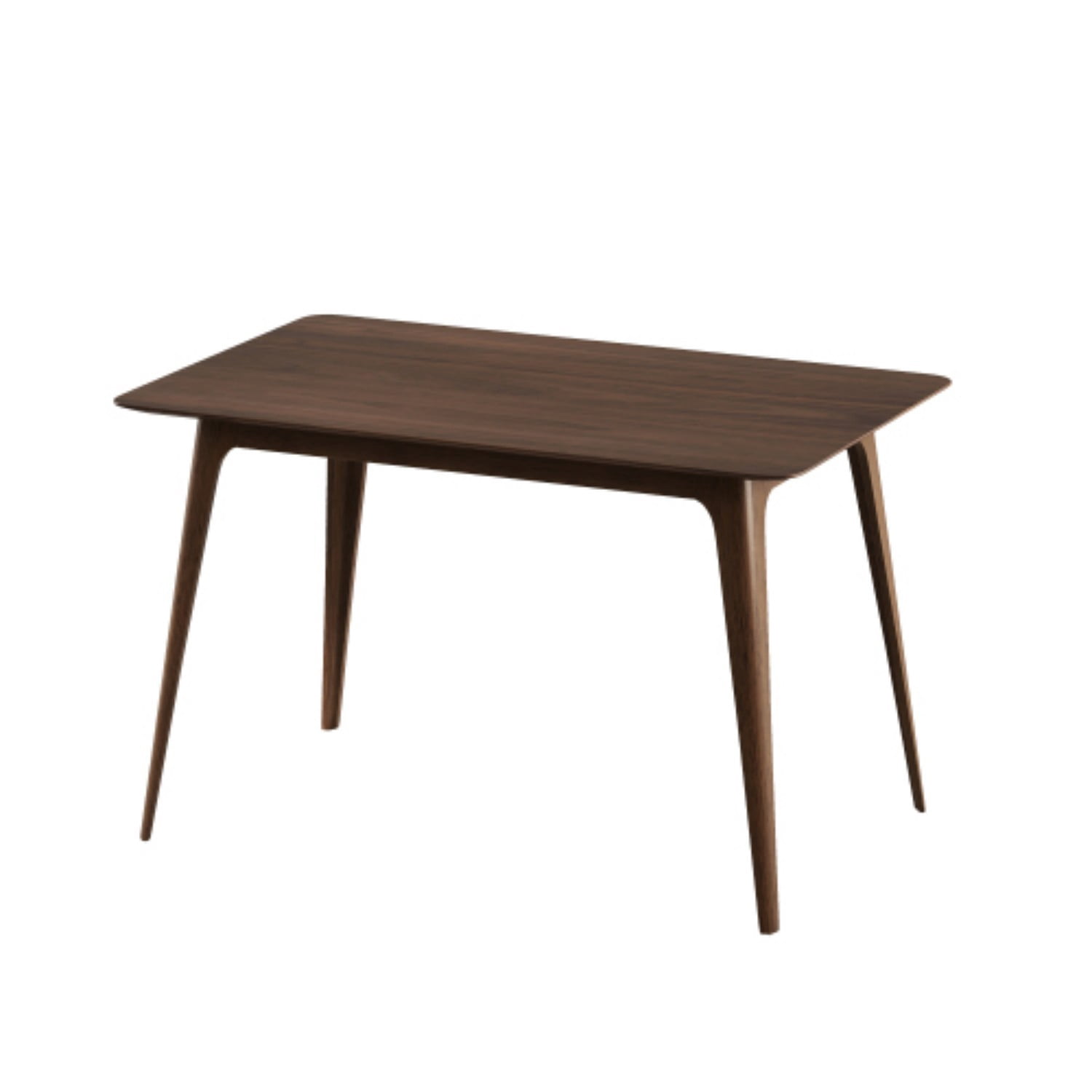 Mid Century Modern Dining Table, 47.2" Wood Kitchen Table with Rubberwood Splayed Legs, Faux Wood Top, Compact Rectangular Dining Table for Apartment, Dining Room & Kitchen, Walnut