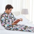 thumbnail image 6 of Picia Bright Butterflies1 Pattern Men’s Long-Sleeve Sleepwear Set - Soft 2-Piece Loungewear with Pockets, Comfy PJs for Relaxing Nights-X-Large, 6 of 7