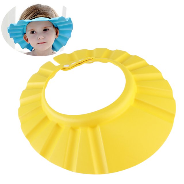 Miangastore Adjustable Ultra-light EVA Waterproof Baby Kids Shower Bathing Shampoo Hat Protector (Yellow)
