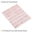 thumbnail image 3 of Uxcell Vinyl Self Adhesive Letter Number Sticker Decal Kit, Pink 81 Piece 4 Sheets, 3 of 5