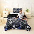 thumbnail image 4 of Homewish Death Skull Twin Comforter Sets,Navy Rose Flower Bedding Set,Halloween Duvet,Black Reversible,2-Piece,1 Comforter and 1 Pillowcase, 4 of 7