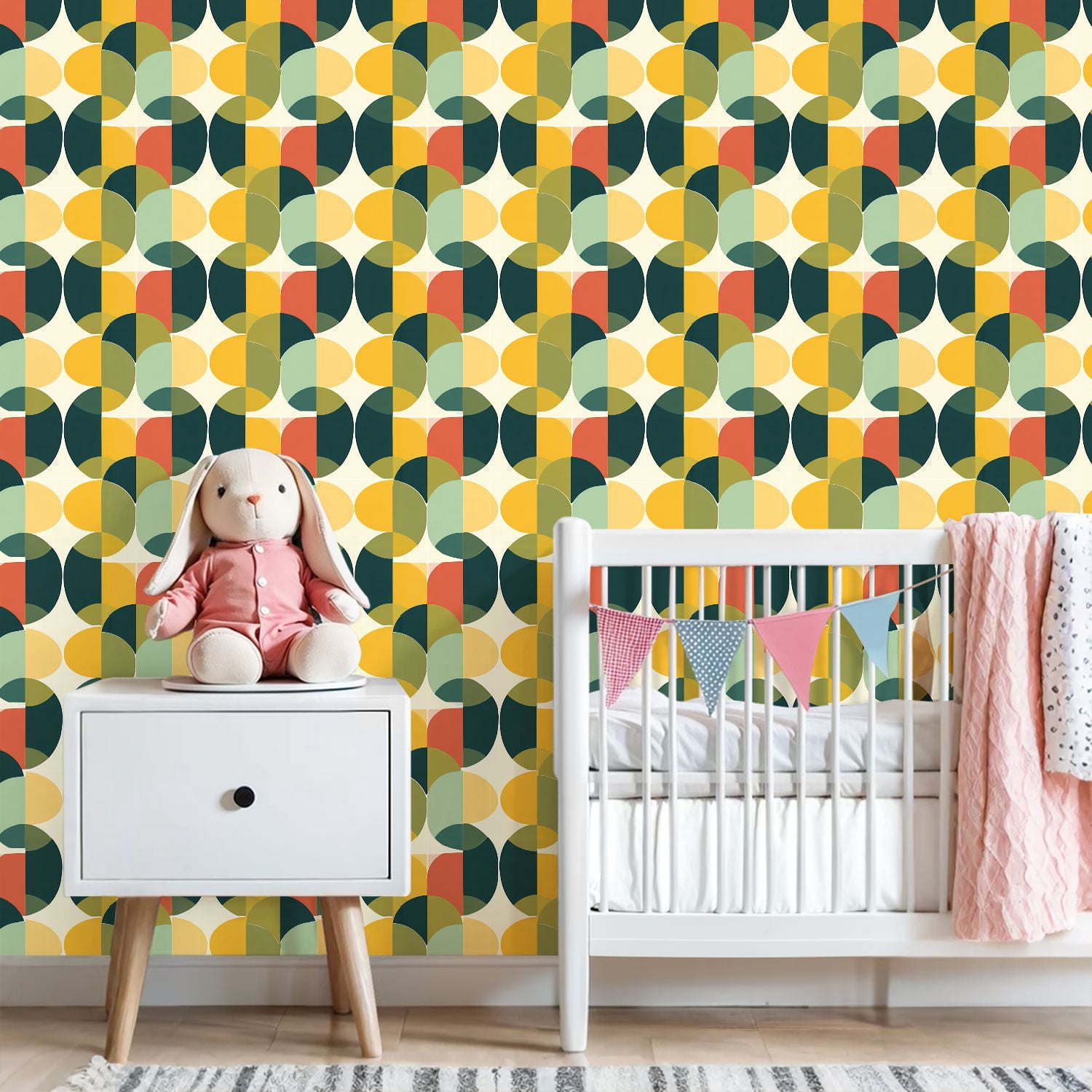 Peel and Stick Wallpaper 23.6in x 9.8ft 60 s 70 s retro seamless vintage style mid century modern Contact Paper Vinyl Waterproof Self Adhesive Wall Paper for Bedroom Shelf Cabinet Renter Friendly
