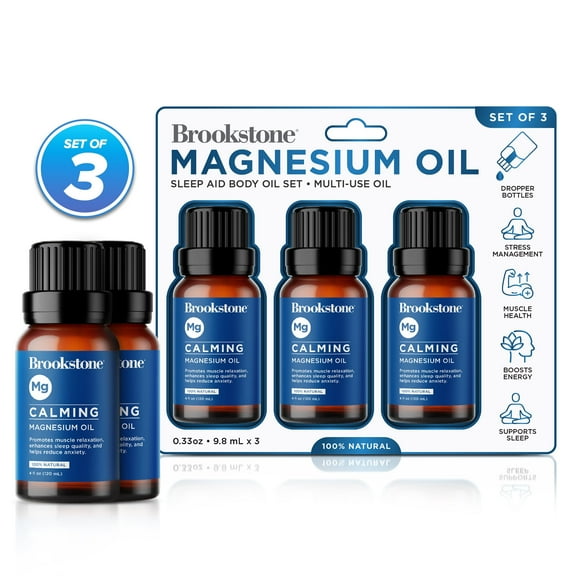 Brookstone Magnesium Oil Body Oil Set Multi-Use Castor Body Oil 3 Pack 0.33 fl oz Total 1 fl oz