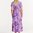 thumbnail image 6 of gljltg Women's Casual Flower Print Tiered Maxi Dress with Pockets, Polyester Spandex Lightweight Breathable Summer Winter, Beach Travel Work Party Outfit, Easy Care Washable, 6 of 6