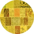 thumbnail image 1 of Ahgly Company Indoor Round Patchwork Yellow Transitional Area Rugs, 7' Round, 1 of 4