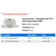 thumbnail image 2 of Front Axle Nut - Compatible with 1997 - 2004 Dodge Dakota RWD 1998 1999 2000 2001 2002 2003, 2 of 2