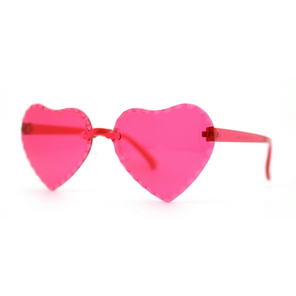 Girls Child Size Beveled Lens Heart Rimless Sunglasses Red