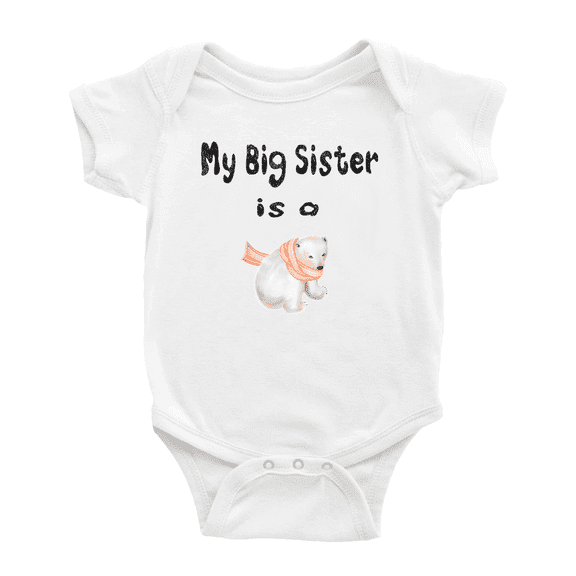 My Big Sister Is A Polar Bear Funny Baby Bodysuit Boy Girl