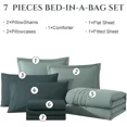 thumbnail image 3 of Amberspace 7-Piece Bed in a Bag Comforter Set with Sheets,Sage Green,Queen, 3 of 9
