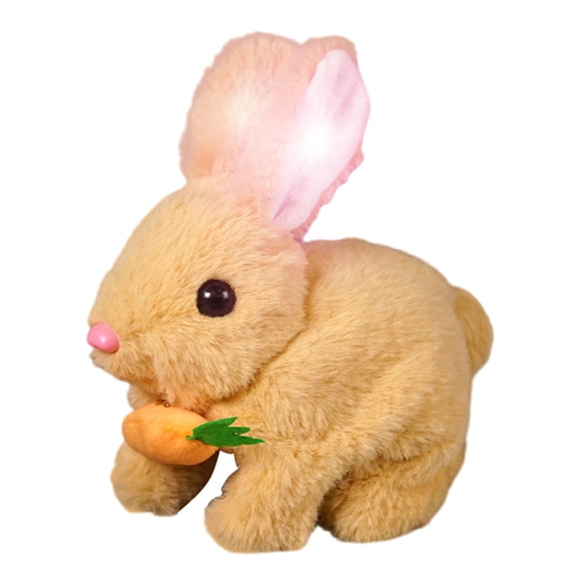 Juguete Electrónico Muñeca Conejito Realista Toy Peluche Conejo Caminando Con Orejas Mudosas Zanahoria para Pequeños Cumpleaños