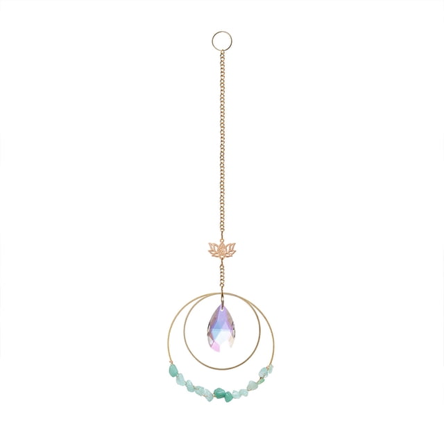 Bola de prisma de cristal Suncatcher Lotus doble círculo jardín ventana decoración de inauguración de la casa Ormromra CPB-US-DYP1189-4