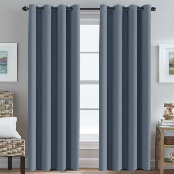 H.VERSAILTEX Blackout Curtains for Bedroom - Grommet Top Curtains, 52" x 84", Stone Blue , 1 Panel