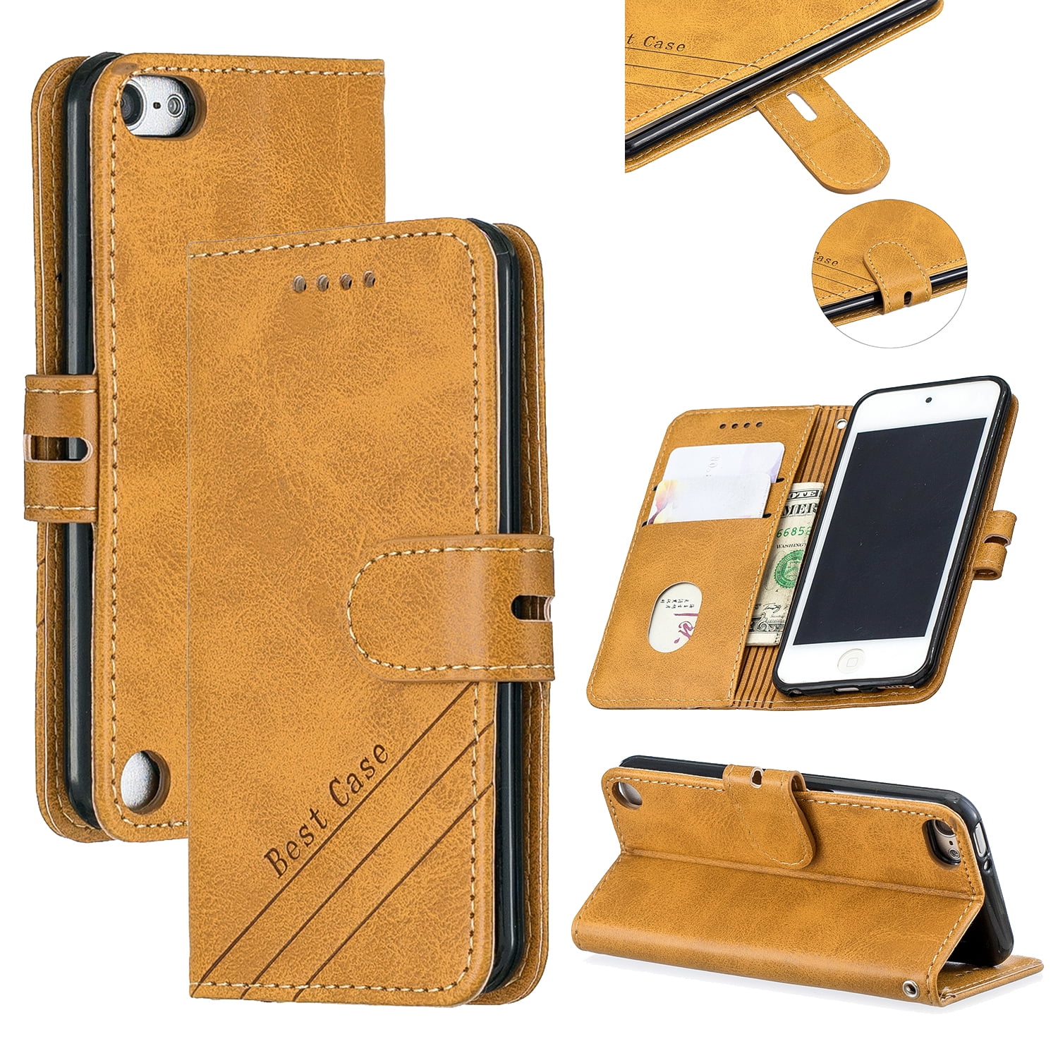 iPod Touch 6 Case, iPod Touch 7 Case, Allytech Slim Folio Flip PU Leather  Kickstand Cards Slots Cash Pocket TPU Inner Strap Protective Case Cover for  ...