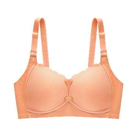 

CLZOUD Comfortable Bra Orange Nylon Spandex Women s Shaped Snap Button No Steel Ring Thin Gathered Lace Underwear Bra Maternity Bra B
