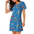 thumbnail image 2 of Daiia Cartoon Animals 1 Print Women's Nightshirt Soft Nightgowns for Women Short Sleeve dress Short-sleeved Sleepwear, 2 of 6