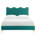 thumbnail image 5 of Modway Current Performance Velvet Full Platform Bed in Teal, 5 of 10