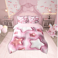 thumbnail image 2 of Erosebridal Lit en Sac Étoiles Roses Mignon Taille Simple, Ensemble de Lit Style Princesse, Décoration de Chambre Imprimée 3D, Réversible 7 Pcs, 2 of 5
