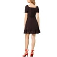 thumbnail image 3 of INSPIRE CHIC Women's Ruffle Hem Sweetheart Neck Heart Tie Front Mini Dress XL Blacks, 3 of 6