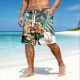 thumbnail image 3 of Mens Swim Trunks Men's New Loose Mesh Beach Printed Casual Drawstring Shorts Breathable Resort Print Crop Pants with Elastic Waist Summer Swim Trunks for Vacation Spring Army Green L, 3 of 5