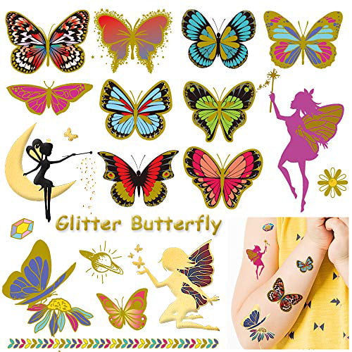 12 x Butterfly Temporary Tattoos Party Bag Fillers Kids Theme Party 