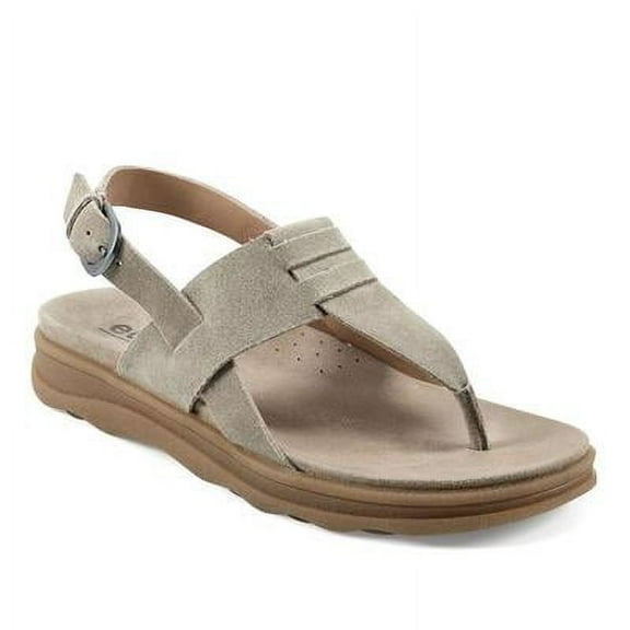 Earth Women's Luciana Adjustable Ankle Strap Casual Flat Sandals - Taupe Suede