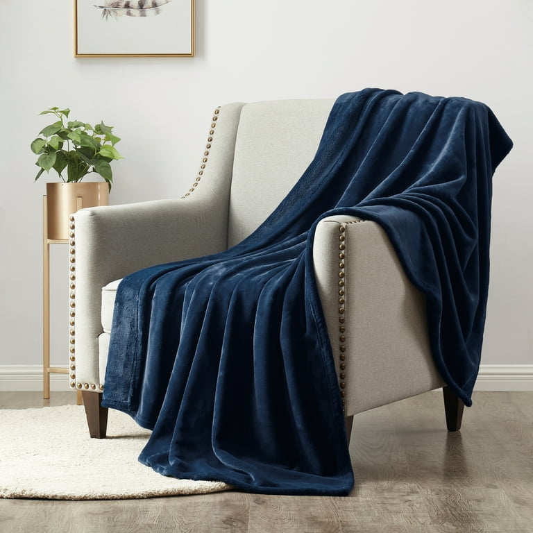 Brookstone Nap Plush Throw 60x70 Solid Blue Adult Walmart
