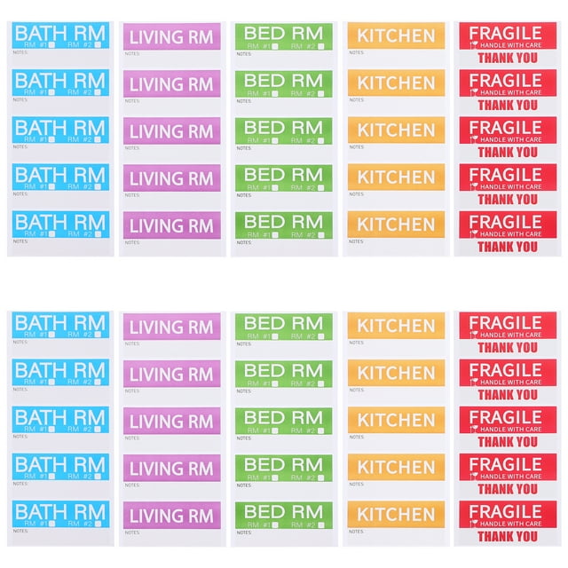 20 Sheets Moving Stickers Colored Moving Labels Self-Adhesive Moving Labels for Boxes Versatile Packing Labels for Moving Boxes Colored Moving Stickers for Boxes