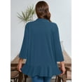 thumbnail image 7 of SHOWMALL Women's Plus Open Front Lightweight Cardigan 3/4 Sleeves Bolero Blue 4X Pleated Ruffles Hemline Shrugs, 7 of 7