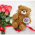 thumbnail image 3 of JeashCHAT Valentine's Day Gift Teddy Bear Stuffed Animal Cute Bear Plush Toy with Flowers, Soft Pillow Toy Birthday Gift, 7.87 Inch, 3 of 4