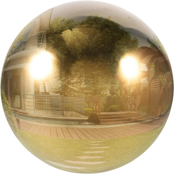 KALLORY Outdoor Gazing Globe Stainless Steel Garden Decor Reflective Golden Ornament for Yard Patio Lawn